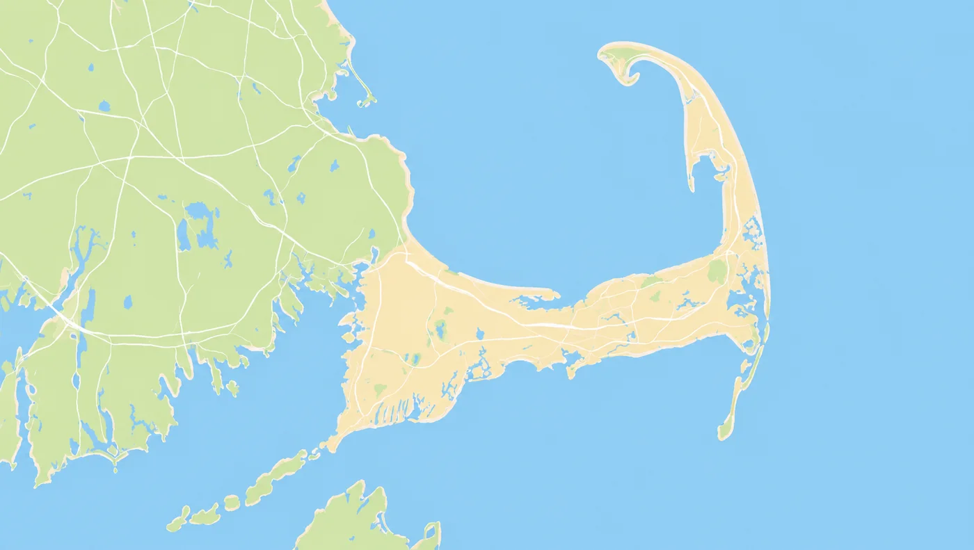 Illustrated map of Cape Cod showing the towns Fornalski Construction serves
