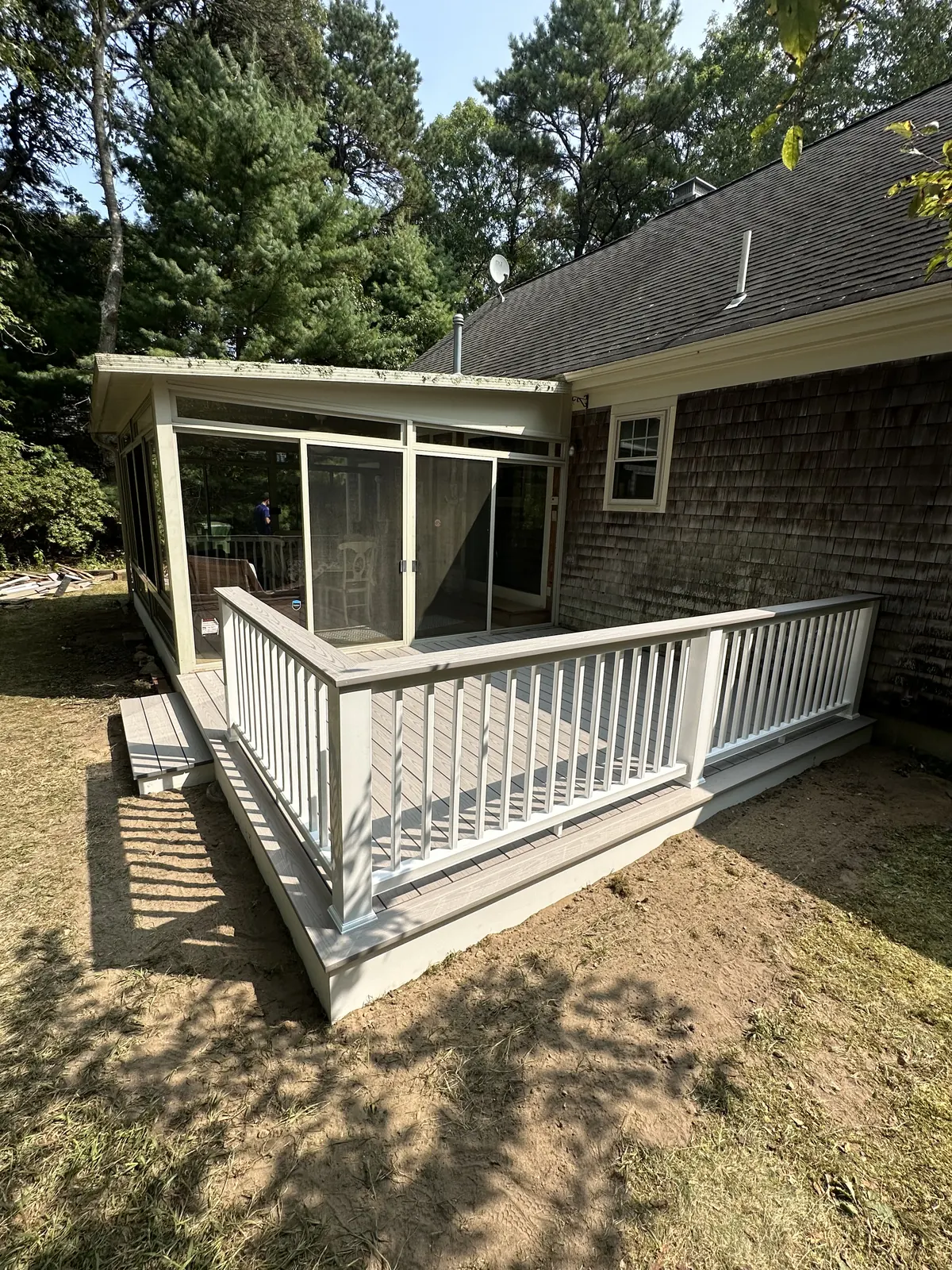 Covered porch with railing