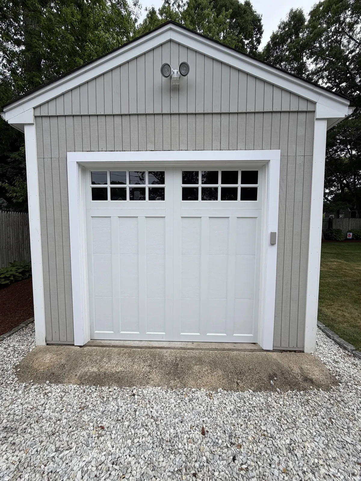 Carriage style garage door and trim