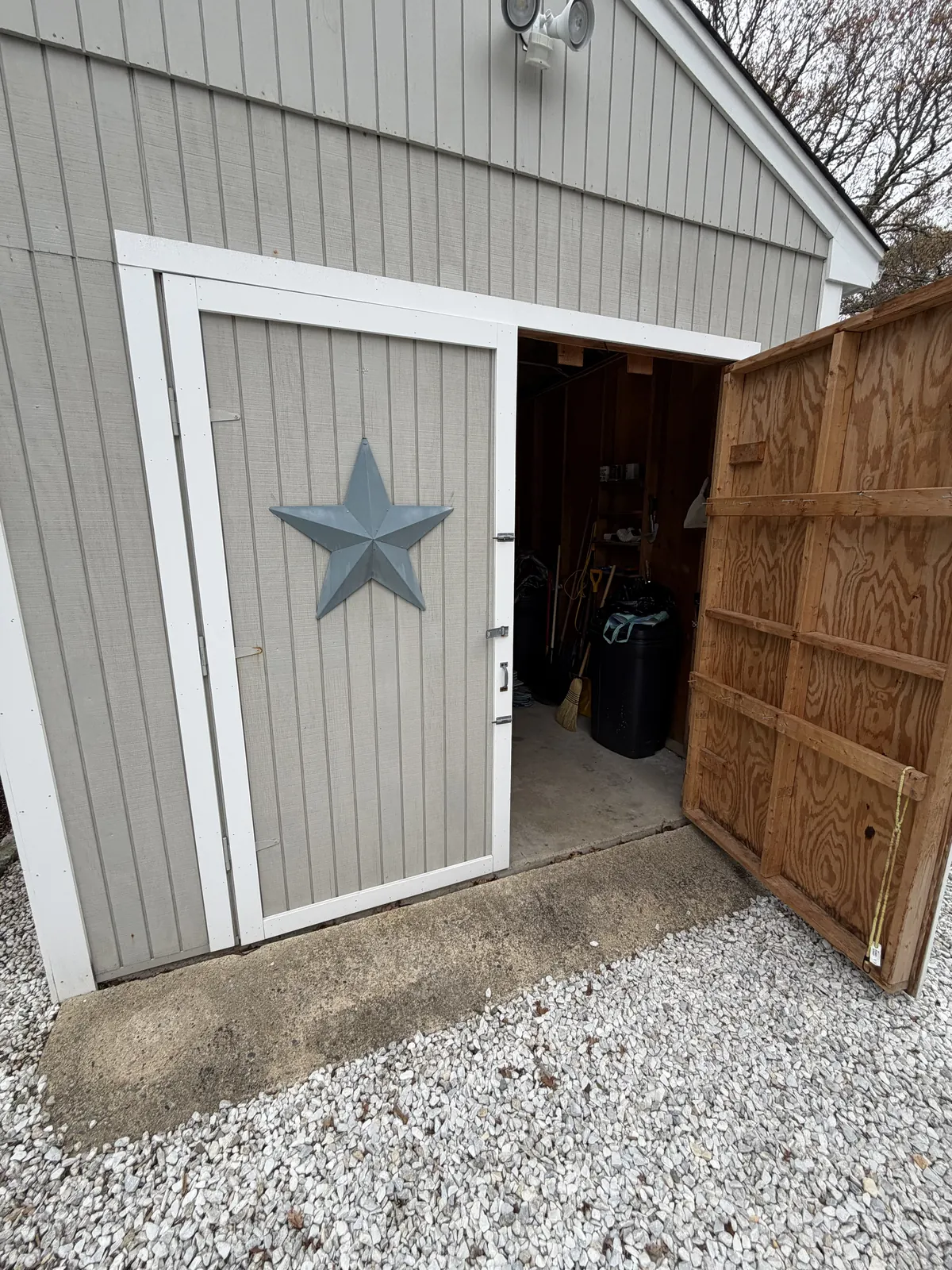 Side entry door and cedar gate